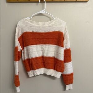 SHEIN Orange and White Striped Sweater